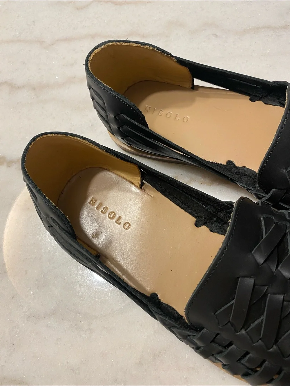 NISOLO Huarache Sandal black leather Loafers size 9